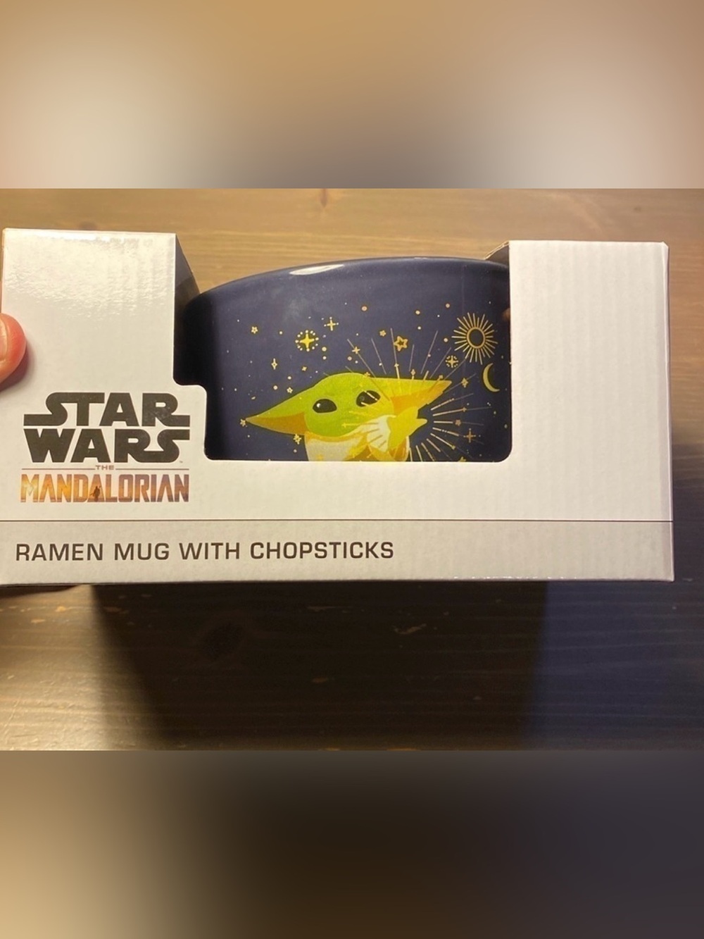 Star Wars Mandalorian Grogu Ramen Bowl Mug with Chopsticks Baby Yoda Blue NIB